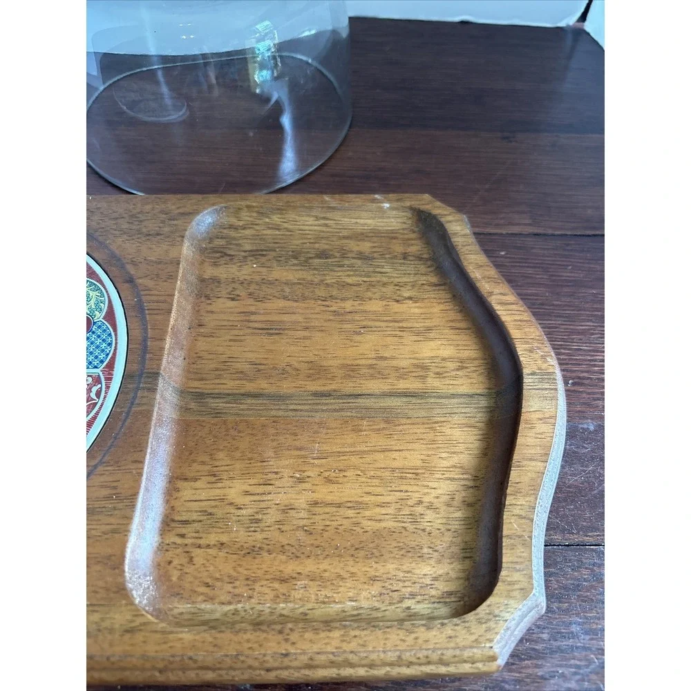 Vintage Imari Ware Japanese Cheese Tray Wood Tile Cheese Board Snack Tray W/Lid